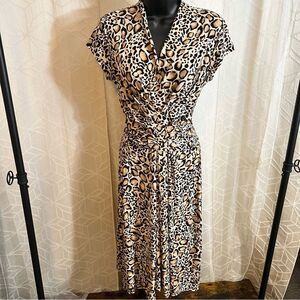IMAN Leopard Cheetah Wrap Midi Dress